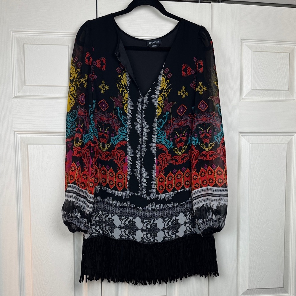 Bebe Multicolor Long Sleeve Dress